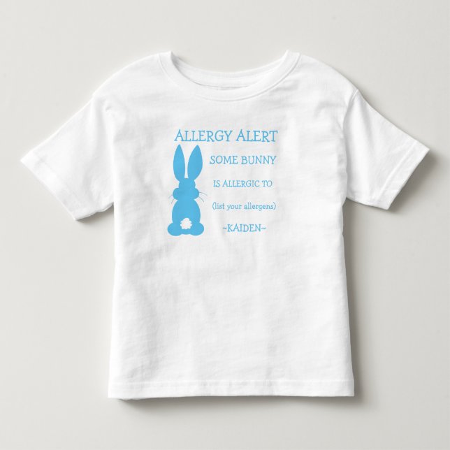 T-shirt Pour Les Tous Petits Lapin de Pâques bleu personnalisé d'alerte (Devant)