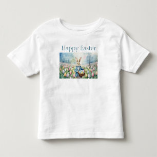 T-shirt Pour Les Tous Petits Lapin de Pâques dans une prairie de tulipes
