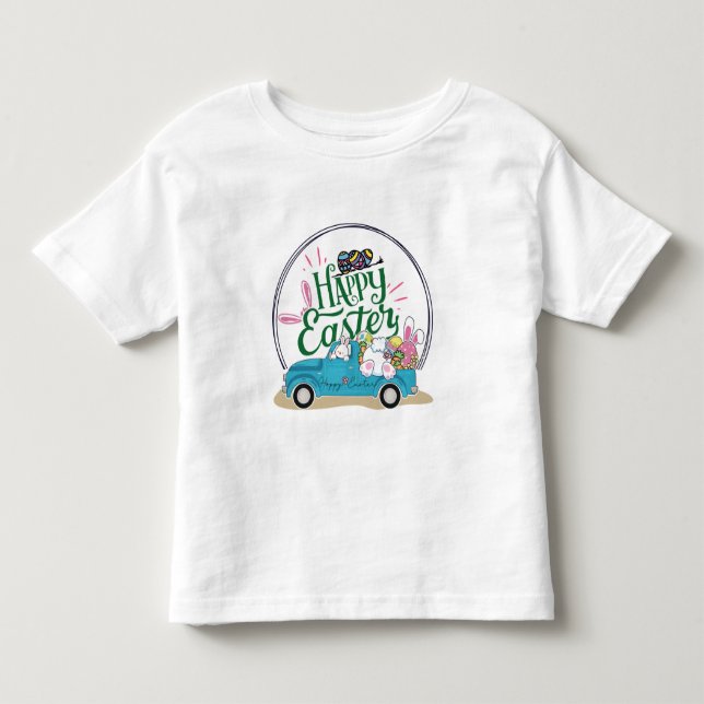T-shirt Pour Les Tous Petits lapin de pâques heureux (Devant)