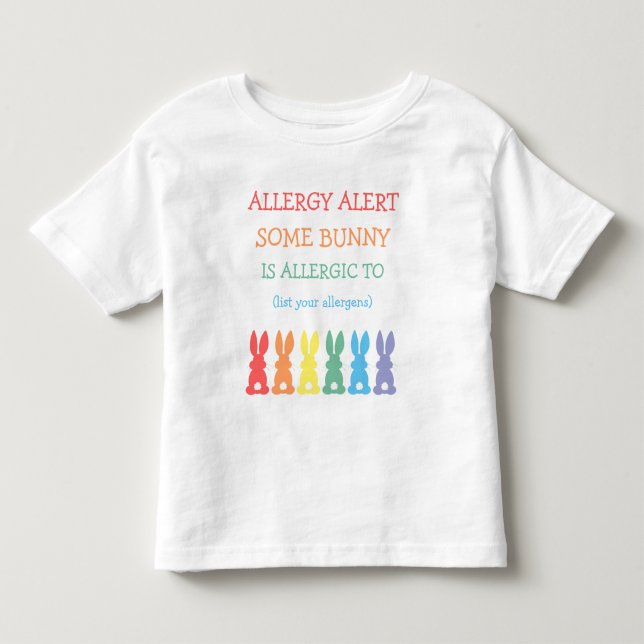 T-shirt Pour Les Tous Petits Lapin de Pâques personnalisé d'alerte d'allergie (Devant)