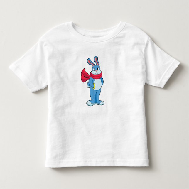 T-shirt Pour Les Tous Petits Lapin en hiver avec Écharpe (Devant)