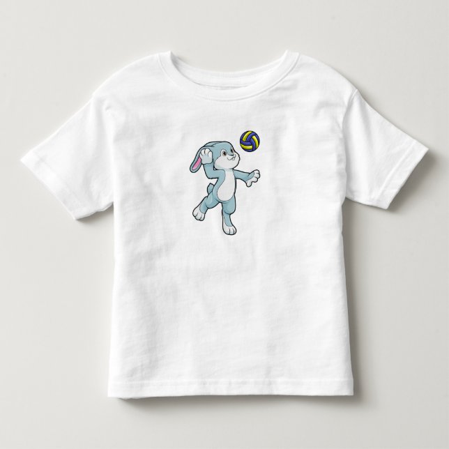 T-shirt Pour Les Tous Petits Lapin en sport avec volleyball (Devant)