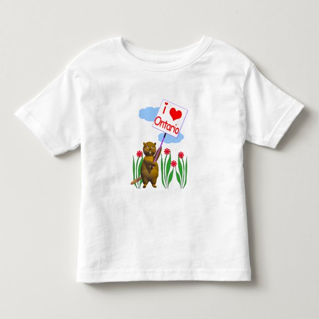 T-shirt Pour Les Tous Petits Le castor canadien aime l'Ontario (Devant)