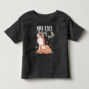 T-shirt Pour Les Tous Petits Le cerf de bois Doe et le bébé Fawn Mon Gigi m'aim