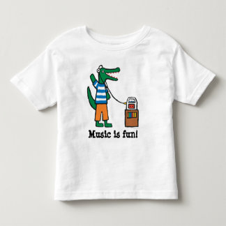 T-shirt Pour Les Tous Petits Le crocodile frais écoute la musique