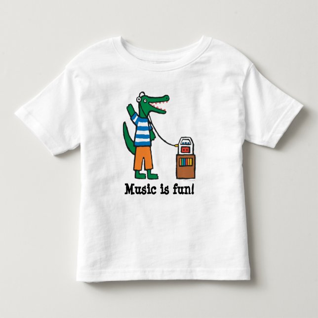 T-shirt Pour Les Tous Petits Le crocodile frais écoute la musique (Devant)
