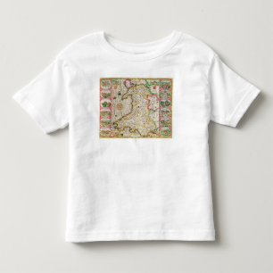 T-shirt Pour Les Tous Petits Le Pays de Galles, gravé par Jodocus Hondius