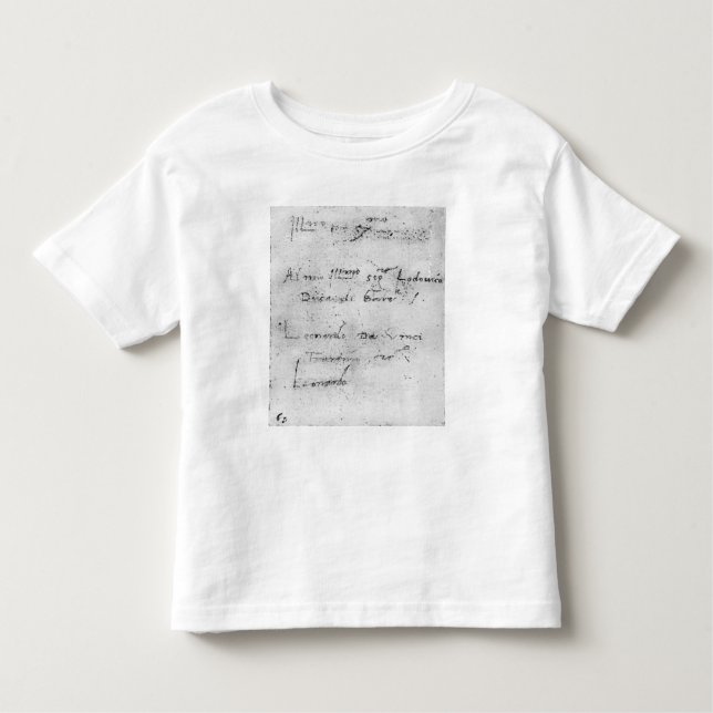 T-shirt Pour Les Tous Petits L'écriture de Leonardo da Vinci (Devant)