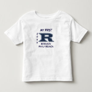 T-shirt Pour Les Tous Petits Lettre bleue de ma première famille R Monogramme