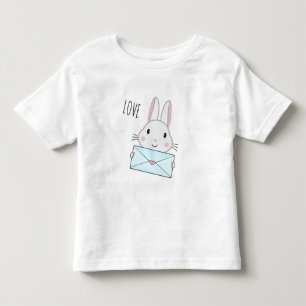 T-shirt Pour Les Tous Petits Lettre d'amour mignonne et belle lapin tenant