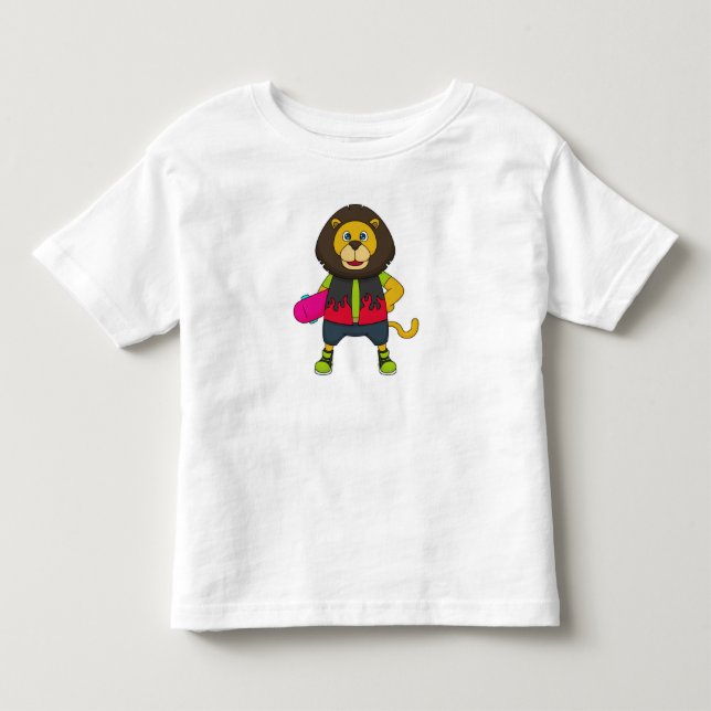 T-shirt Pour Les Tous Petits Lion as skater with skateboard (Devant)
