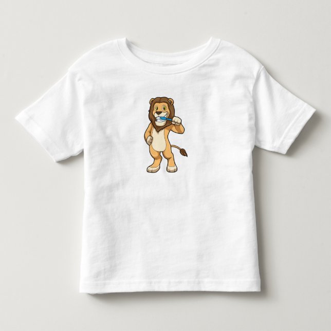 T-shirt Pour Les Tous Petits Lion avec brosse à dents (Devant)