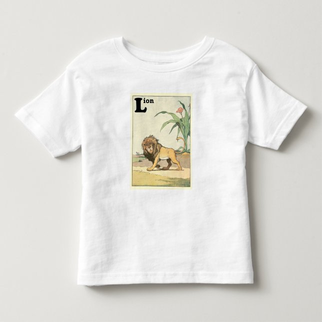 T-shirt Pour Les Tous Petits Lion sur l'alphabet de la savane de désert (Devant)