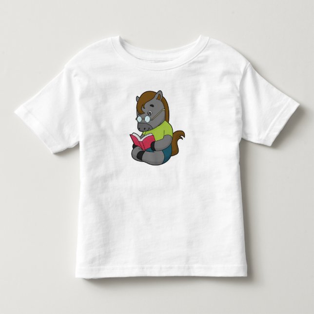 T-shirt Pour Les Tous Petits Lunettes de livre Nerd de cheval (Devant)