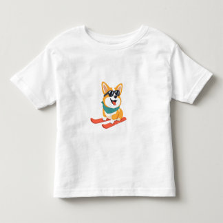 T-shirt Pour Les Tous Petits Lustiger Corgi sur skis