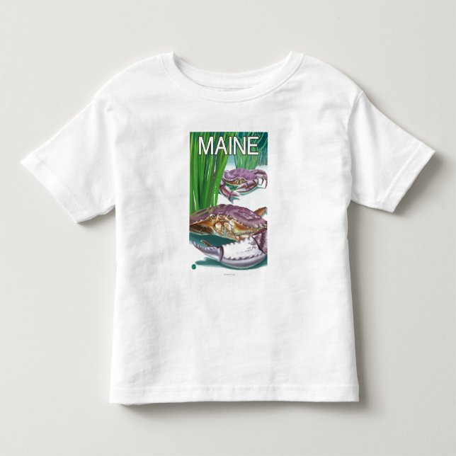 T-shirt Pour Les Tous Petits MaineCrab et pêcheur (Devant)