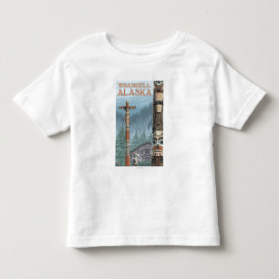 T-shirt Pour Les Tous Petits Mâts totémiques de l'Alaska - Wrangell Alaska