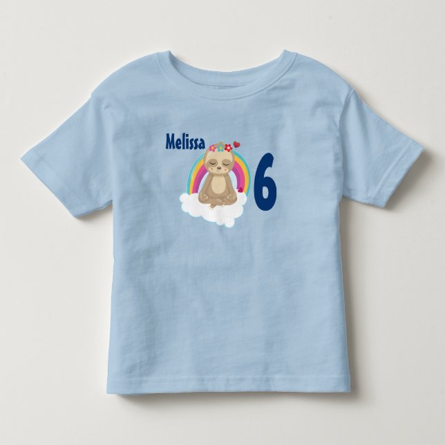 T-shirt Pour Les Tous Petits Méditant Brown Sloth mignonne Cartoon Anniversaire (Devant)