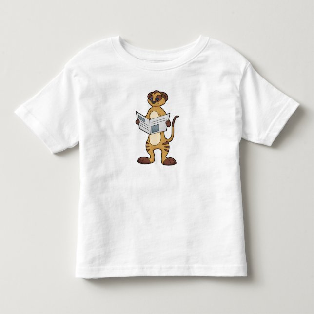 T-shirt Pour Les Tous Petits Meerkat à la lecture d'un journal (Devant)