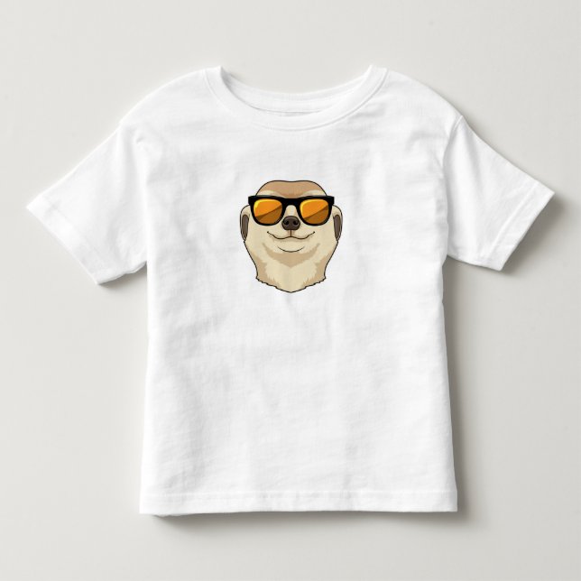 T-shirt Pour Les Tous Petits Meerkat avec lunettes de soleil (Devant)