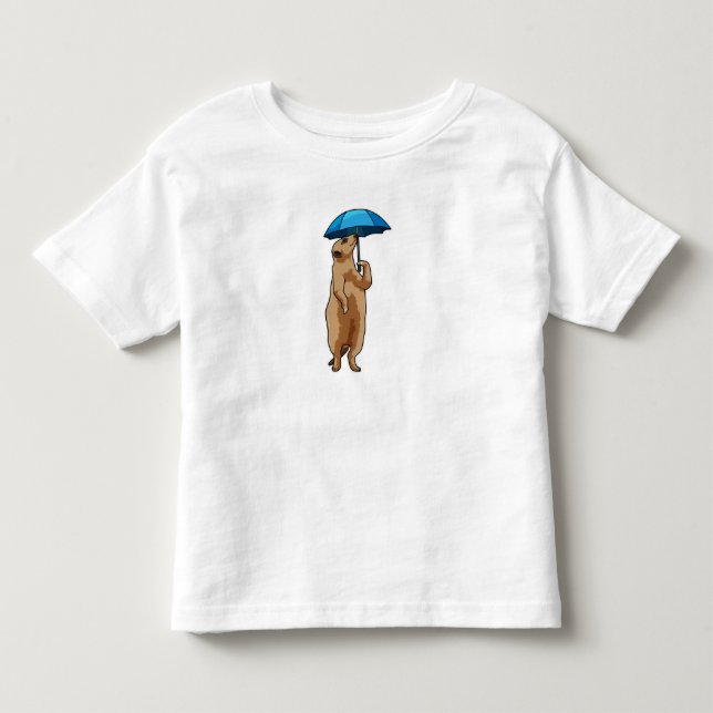 T-shirt Pour Les Tous Petits Meerkat avec parapluie (Devant)