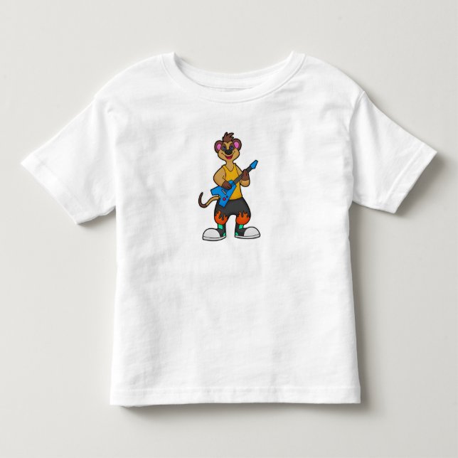 T-shirt Pour Les Tous Petits Meerkat comme musicien avec guitare (Devant)