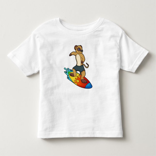 T-shirt Pour Les Tous Petits Meerkat comme surfeur avec Surfer (Devant)