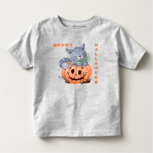T-shirt Pour Les Tous Petits Meowy Jack o' Lantern Kitten Halloween
