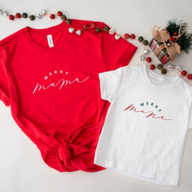 T-shirt Pour Les Tous Petits Merry Mini joli Script Toddler Christmas Shirt (Créateur téléchargé)