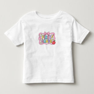 T-shirt Pour Les Tous Petits Mignon Arc-en-ciel Rose de Première Année de Retou