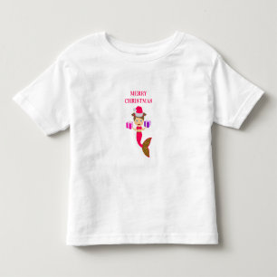 T-shirt Pour Les Tous Petits Mignonne Noël Fille Sirène Santa Chapeau Noël Noël