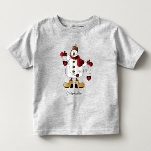 T-shirt Pour Les Tous Petits Mignonne Red Christmas Snowman