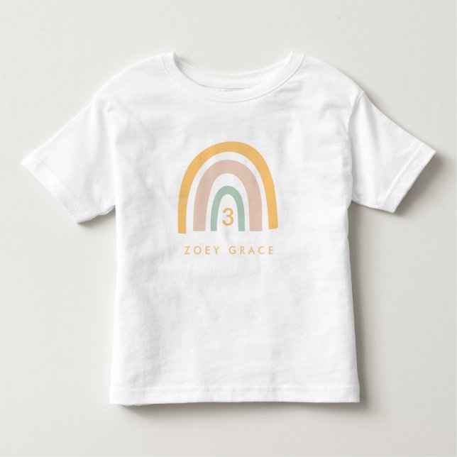 T-shirt Pour Les Tous Petits Moderne Pastel Rainbow Girl'âge d'anniversaire (Devant)