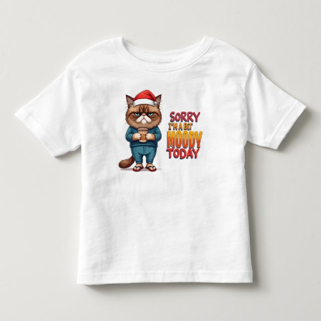 T-shirt Pour Les Tous Petits Moeur de Noël de chat grincheux (Devant)