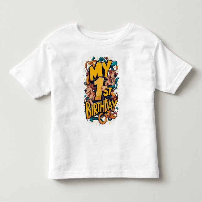 T-shirt Pour Les Tous Petits Mon 1er Anniversaire Avec Chiens (Devant)