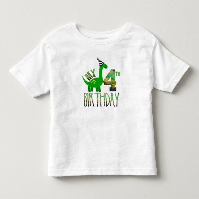 T-shirt Pour Les Tous Petits Mon quatrième anniversaire Dinosaur Party (Devant)
