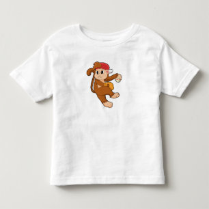 T-shirt Pour Les Tous Petits Monkey at baseball with baseball glove