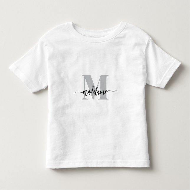T-shirt Pour Les Tous Petits Monogramme Elegant Blanc Noir (Devant)