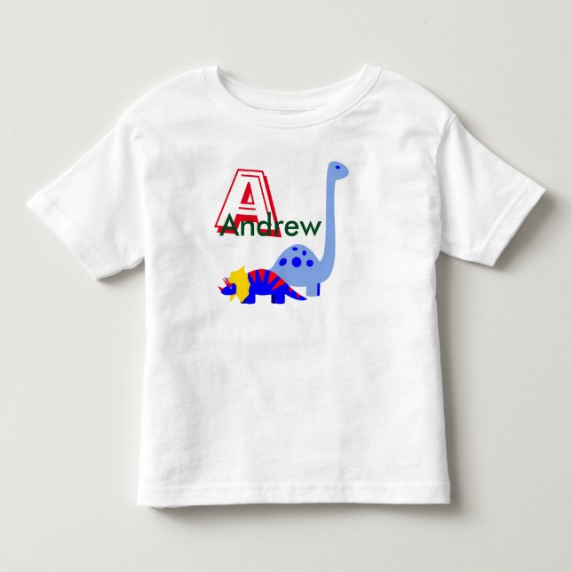 T-shirt Pour Les Tous Petits Monogramme et nom chemise dinosaure (Devant)