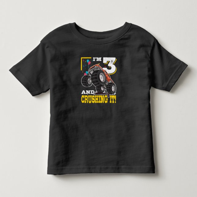 T-shirt Pour Les Tous Petits Monster Truck 3e anniversaire (Devant)