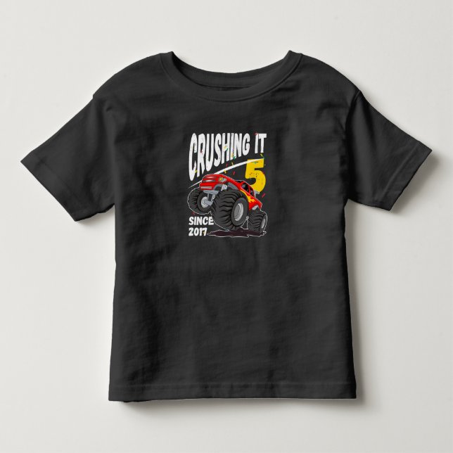 T-shirt Pour Les Tous Petits Monster Truck 5e anniversaire (Devant)