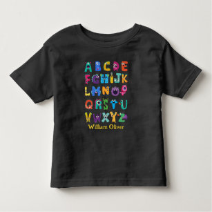 T-shirt Pour Les Tous Petits Monstre Personnalisé ABC Monstres Silly Alphabet