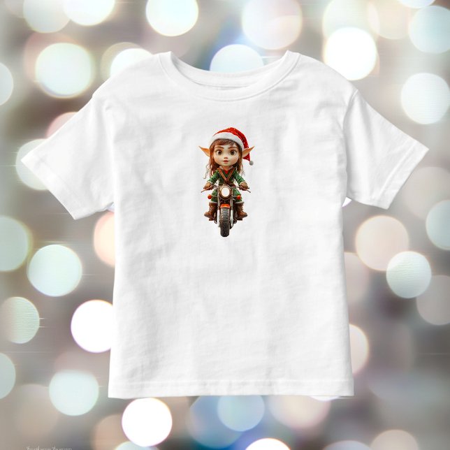 T-shirt Pour Les Tous Petits Moto Christmas Elf Toddler's Tee (Créateur téléchargé)