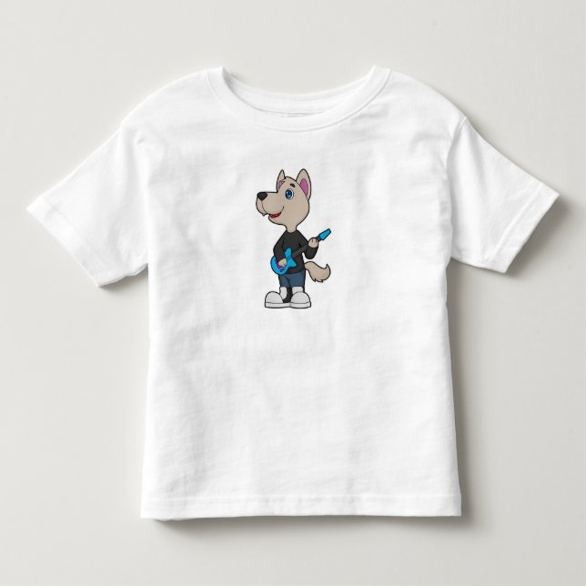 T-shirt Pour Les Tous Petits Musique de guitare musicienne de chien (Devant)