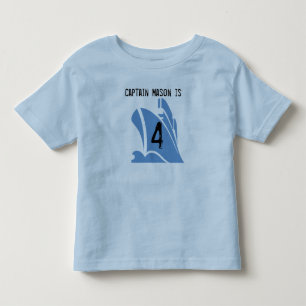T-shirt Pour Les Tous Petits Navire Capitaine Personnalisable 4e Anniversaire T