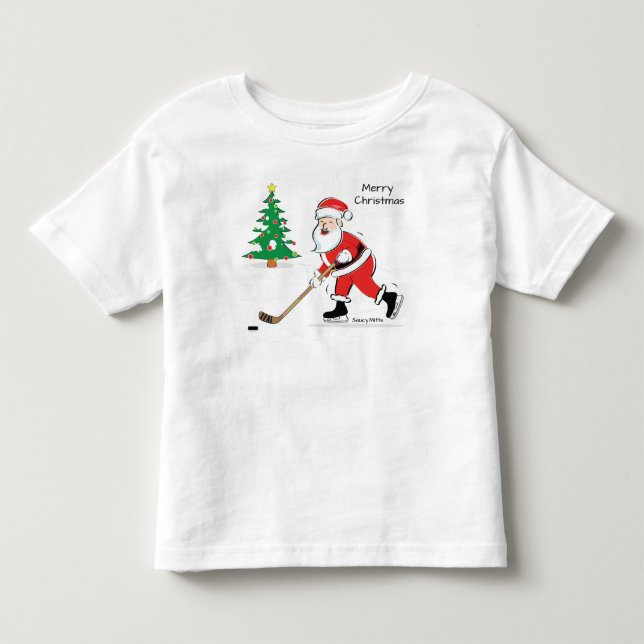 T-shirt Pour Les Tous Petits Noël de Hockey Père Noël (Devant)