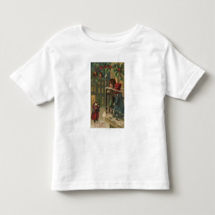 T-shirt Pour Les Tous Petits Noël GreetingKids observant Père Noël