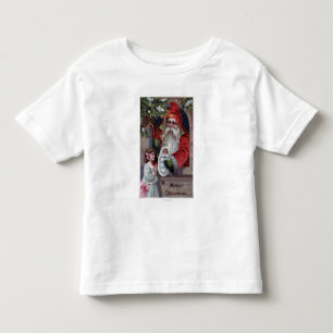 T-shirt Pour Les Tous Petits Noël GreetingSanta donnant la poupée