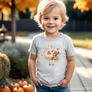 T-shirt Pour Les Tous Petits Nom du Citrouille d'automne de l'ours en peluche