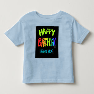 T-shirt Pour Les Tous Petits Nom personnalisé Bright and Happy Birthday